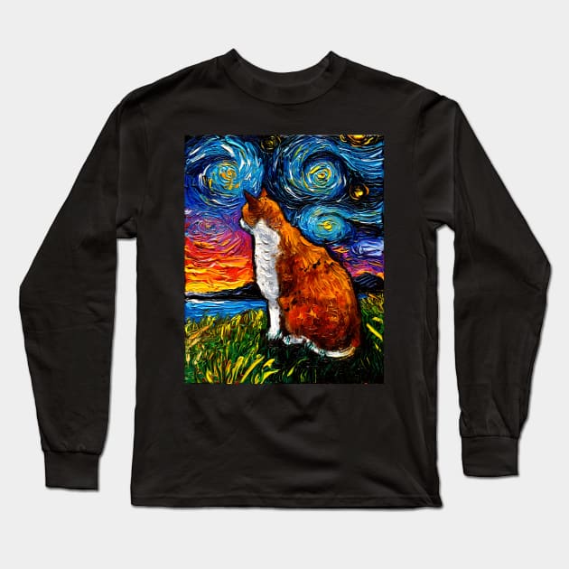 Orange and White Tabby Cat Long Sleeve T-Shirt by sagittariusgallery